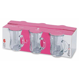 55783 GLASSYOU LİNA 6 LI KULPLU ÇAY BARDAK
