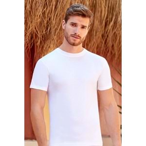 Berrak Erkek Atlet Yarım Kollu Sıfır Yaka Resimli Beyaz 56 (XL) BER1003RT