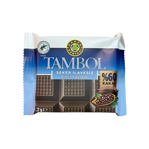 KAHVE DÜNYASI TAMBOL %60 BİTTER ÇİKOLATA 77GR* 10AD*4DP