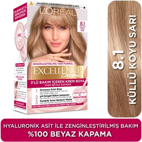 LOREAL EXCELLENCE 8.1 KOYU SARI KÜLLÜ.