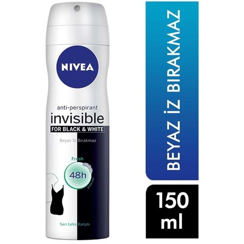 NIVEA DEODORANT SPREY INV B&W FRESH 150ML KDN