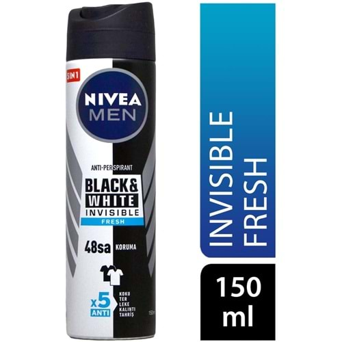 NIVEA DEODORANT SPREY INV B&W FRESH 150ML ERK