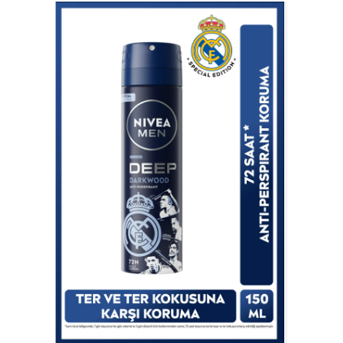 NIVEA DEODORANT SPREY DEEP DARKWOOD 150ML ERK REAL MADRİD