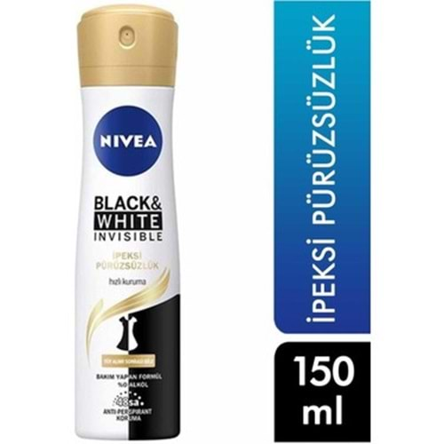 NIVEA DEODORANT SPREY INV B&W İPEKSİ PÜRÜZSÜZLÜK KADIN 150ML