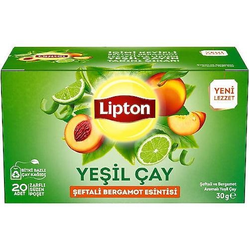 Lipton Şeftali ve Bergamot Esintisi Yeşil Çay 20'li