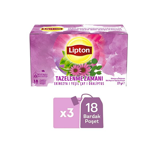 Lipton Tazelenme Zamanı Ekinezya ve Ökaliptuslu Bitki ve Meyve Çayı Karışımı 18li
