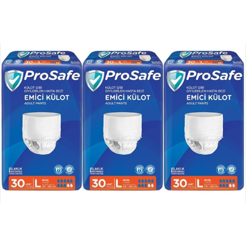 PROSAFE 3 Adet L Yetişkin Yaşlı Hasta Bezi Unisex Emici Külot 30'Lu 110-150 Cm