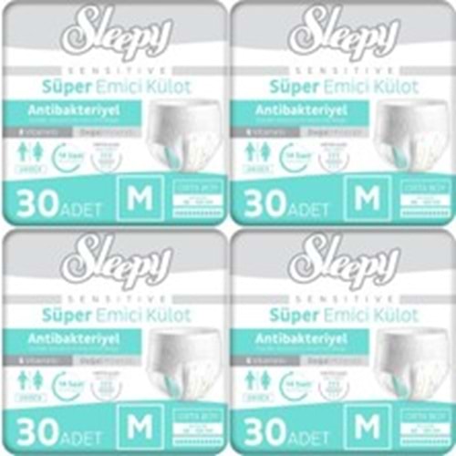 Sleepy Sensitive Antibakteriyel Medium 4x30 Adet Emici Külot