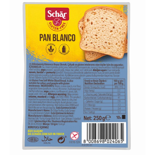 SCHAR Pan Blanco Ekmek 250 gr