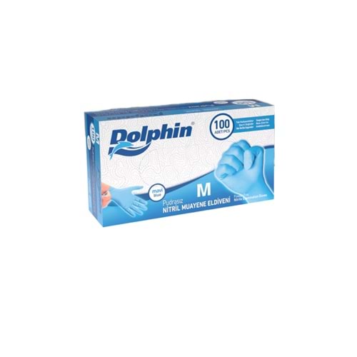 NİTRİL ELDİVEN PUDRASIZ ORTA 100 LÜ DOLPHİN MAVİ