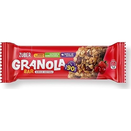 ZÜBER GRANOLA BAR KIRMIZI MEYVELİ 25 GR