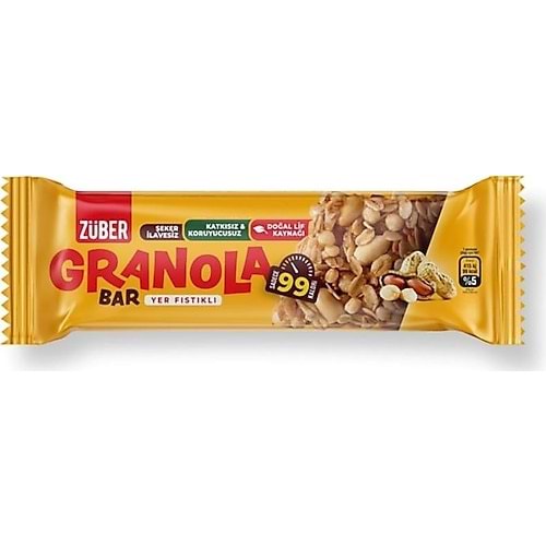 ZÜBER GRANOLA BAR YER FISTIKLI 25 GR