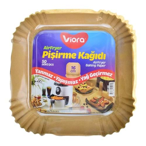 VİORA AİRFRYER PİŞİRME KAĞIT KARE 16 CM 50 Lİ