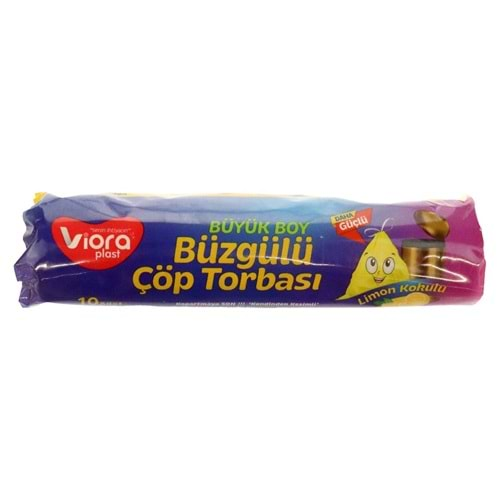 VİORA BÜZGÜLÜ GÜÇLÜ BÜYÜK BOY LİMON ÇÖP POŞETİ 10 LU