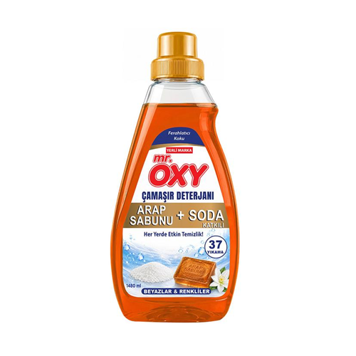 Mr.Oxy Süper Soda &Arap Sabunu Sıvı Deterjan Beyazlar &Renkliler 1480 ml