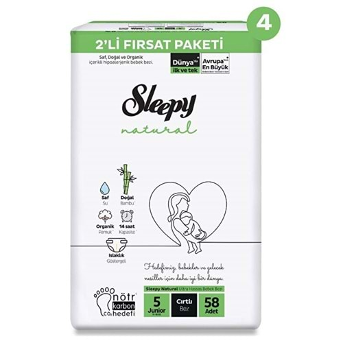 SLEEPY NATUREL 2Lİ FIRSAT paket NO:5 JUNİOR 58 Lİ ÇOCUK BEZİ