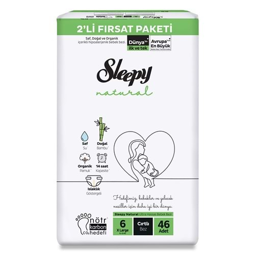 SLEEPY NATUREL 2Lİ FIRSAT paket NO:6 XLARGE 46 LI ÇOCUK BEZİ