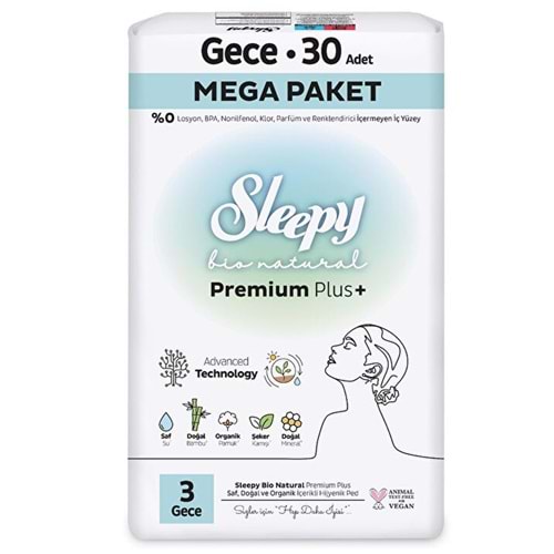 SLEEPY BİO NATUREL MEGA PAKET GECE 30 LU KADIN PEDİ