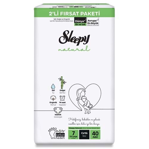 SLEEPY NATUREL 2Lİ FIRSAT KÜLOT NO:7 XXL 40 LI ÇOCUK BEZİ