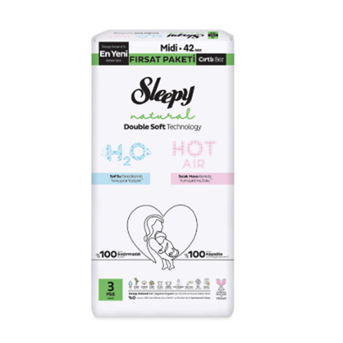 Sleepy Natural Double Soft no:3 Fırsat Paketi Bebek Bezi Tekli 42 li