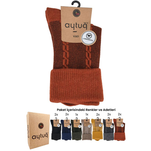 Aytuğ Kadın Soket Çorap Desenli Kıvırmalı Lambswool Asorti 36-40 AYTUG45019