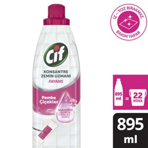 CİF JEL ZEMİN UZMANI 895 ML FAYANS PEMBE ÇİÇEKLER konsantre