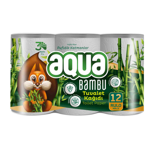 AQUA TUVALET KAĞIDI 12 Lİ BAMBU 3 KATLI