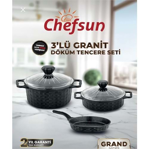 CHEFSUN GRAND SERIES 5 PARÇA DÖKÜM TENCERE SETİ