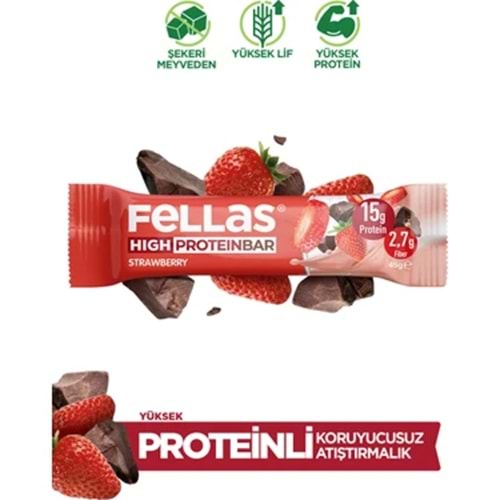 Fellas Yüksek Protein Bar - Çilek (45 g)