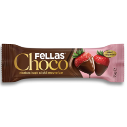 Fellas Çikolata Kaplı Meyve Bar - Çilekli (35g)