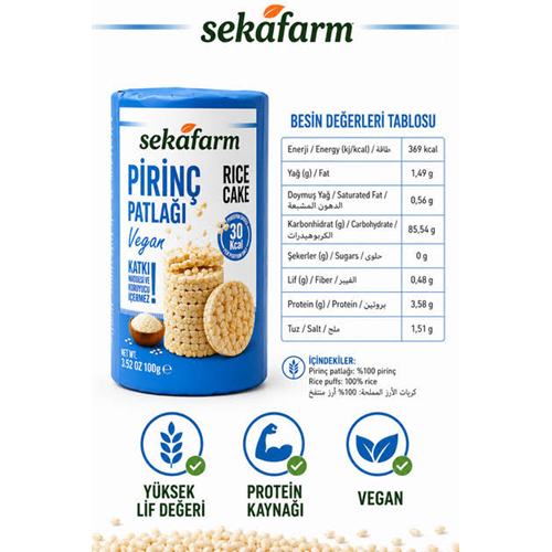 SEKAFARM PİRİNÇ PATLAĞI 100 GR