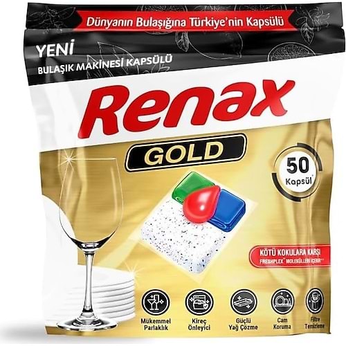 RENAX GOLD BULAŞIK MAKİNA KAPSÜLÜ 50 Lİ