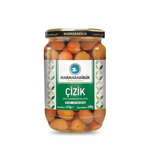 MARMARA BİRLİK YEŞİL ZEYTİN ÇİZİK 400 GR XS