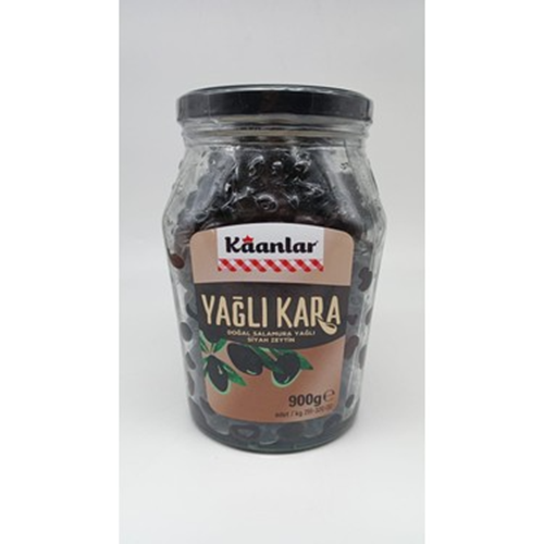 KAANLAR YAĞLI KARA ZEYTİN SELE 900GR CAM 291-320 KALİBRE