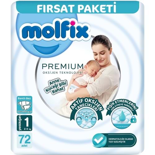 MOLFİX PREMİUM FIRSAT ÇOCUK BEZİ NO:1 YENİ DOĞAN 72 Lİ