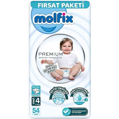 MOLFİX PREMİUM FIRSAT ÇOCUK BEZİ NO:4 MAXİ 54 LÜ.