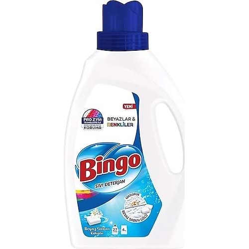 BİNGO 1755ML RENKLİ BEYAZ SIVI DETERJAN AMBER KOKULU 27 YIKAMA