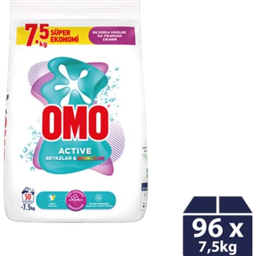 OMO MATİK 7,5 KG ACTİVE FRESH BEYAZLAR RENKLİLER