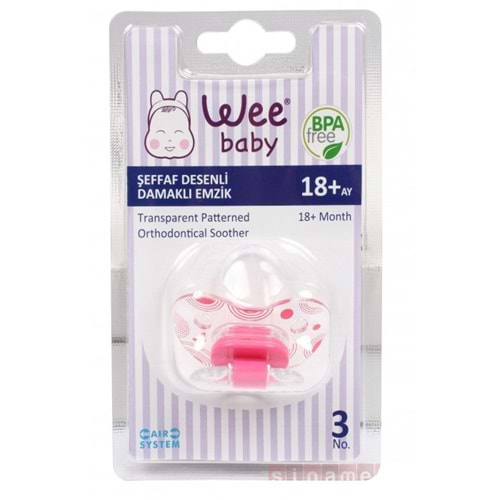 WEE BABY 838 Şeffaf Desenli Damaklı Emzik No:3