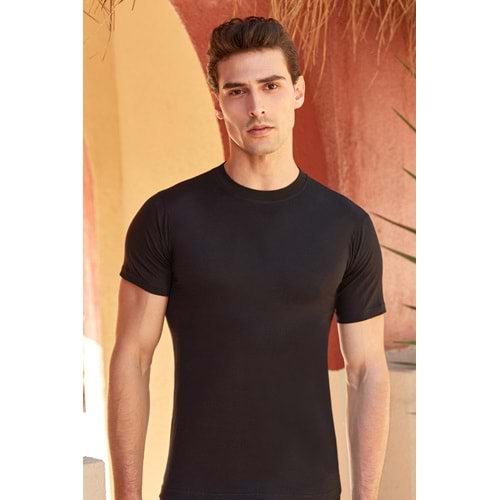 Berrak Erkek Yarım Kol Atlet Sıfır Yaka Resimli Siyah 56 (XL) BER1005RT