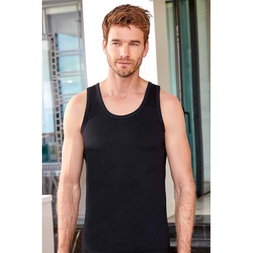 Berrak Erkek Kalın Askılı Penye Atlet Resimli Siyah 60 (2XL) BER1022RT