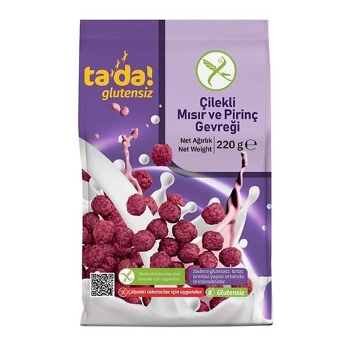 TADA GLUTENSİZ ÇİLEKLİ MISIR VE PİRİNÇ GEVREĞİ 220 GR