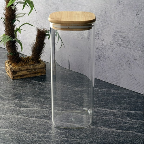 LOTTA BAMBU KAPAKLI KARE CAM KAVANOZ 1400 ML