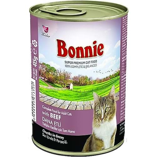 BONNİE 400GR TENEKE KEDİ MAMASI DANA ETLİ
