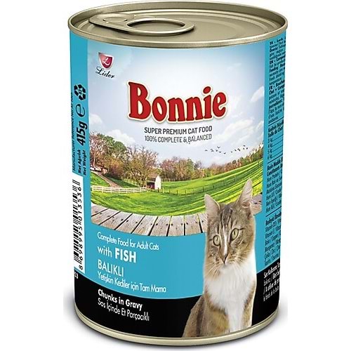 BONNİE 400GR TENEKE KEDİ MAMASI SOMONLU