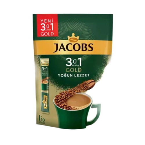 JACOBS 3 İN 1 GOLD HAZIR KAHVE yoğun lezzet 18 GR 10 LU PAKET