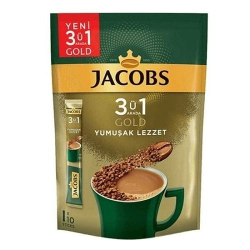 JACOBS 3 İN 1 GOLD HAZIR KAHVE HAFİF lezzet 18 GR 10 LU PAKET