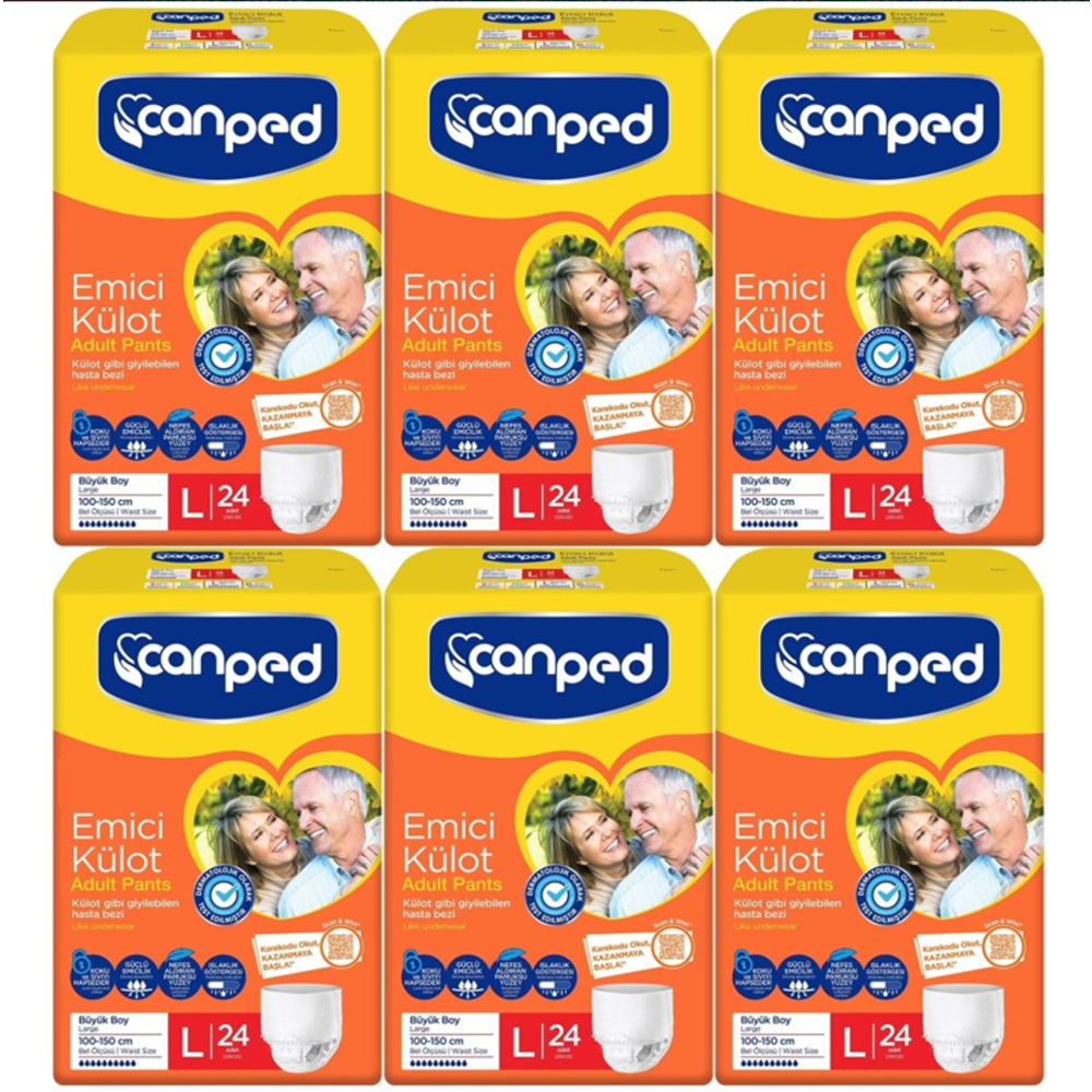Canped L 6x24 Adet Emici Külot Yetişkin Hasta Bezi