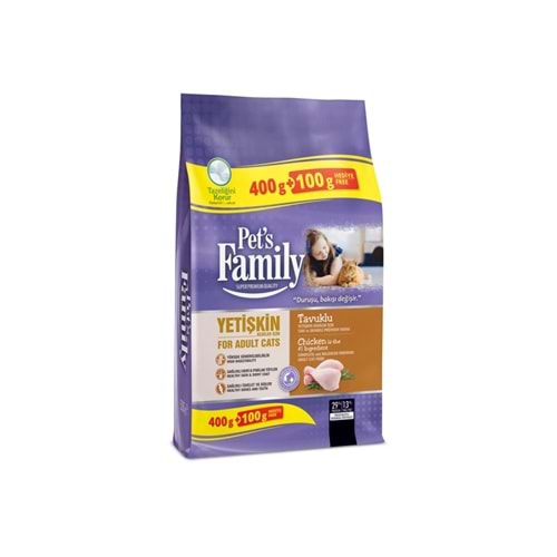 PETS FAMİLY KEDİ MAMASI TAVUKLU 500 GR YETİŞKİN
