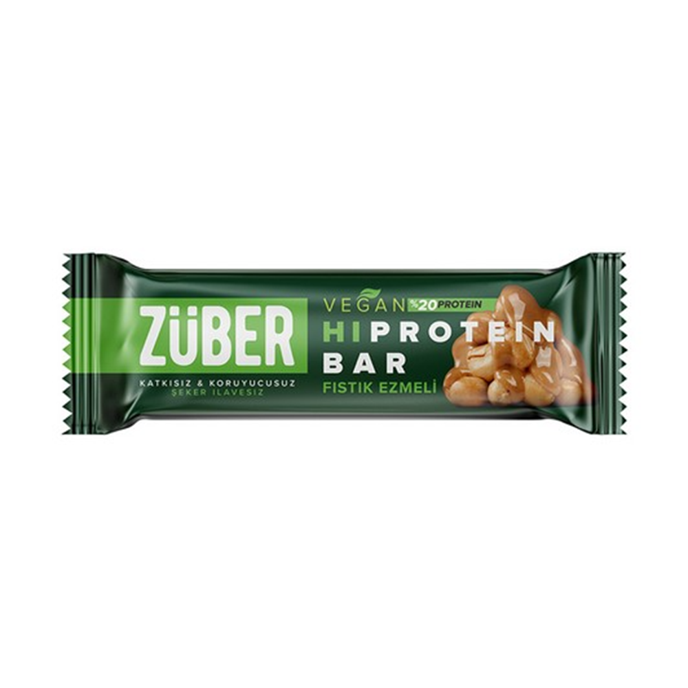 ZÜBER VEGAN YÜKSEK PROTEİN BAR FISTIK EZMELİ 45 GR
